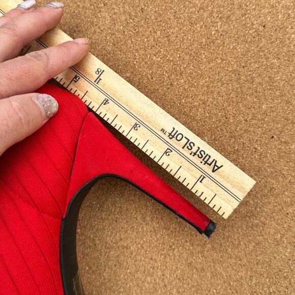 INC International Concepts Sz 9.5 M Red Sock Pull On Stiletto Heel Peep Toe EUC - Picture 4 of 5